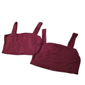 2 Pack Wine Red Bandeau Sports Bra XL Nylon Spandex